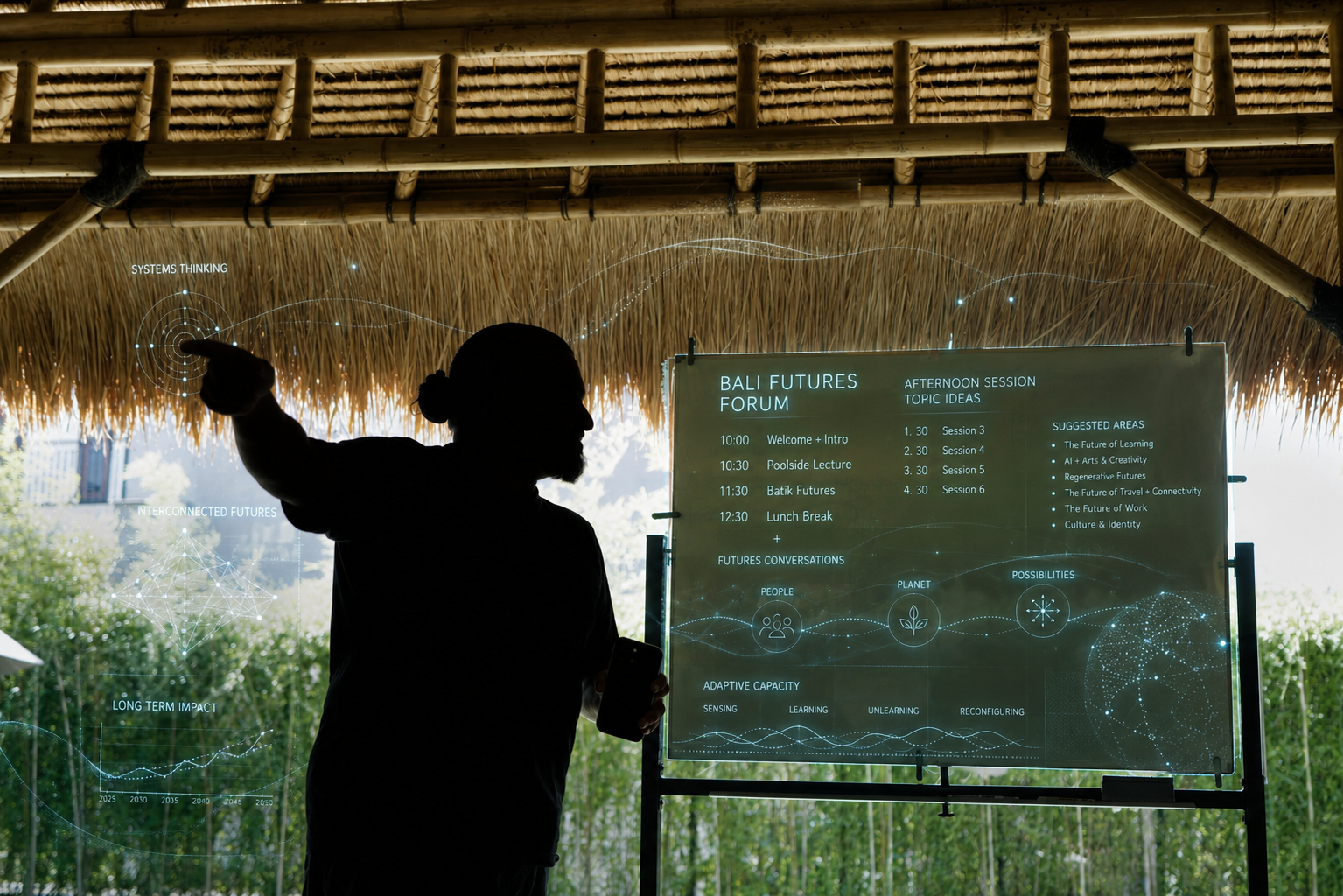 A speaker presenting at Bali Futures Forum